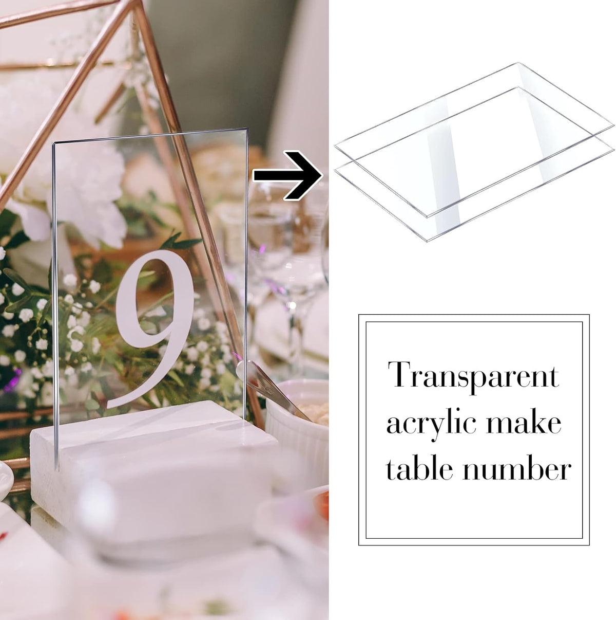 Chunful 120 Pcs Clear Acrylic Place Cards Blank Name,Rectangular Style