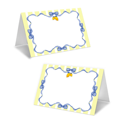 Lemon On Branch Place Cards For Girls, Italy Yellow Lemon Name Card For Table Setting, Spring Summer Party Favors Supplies, Mediterranean Tent Cards Decor For Bridal Shower Wedding Baby Shower -13