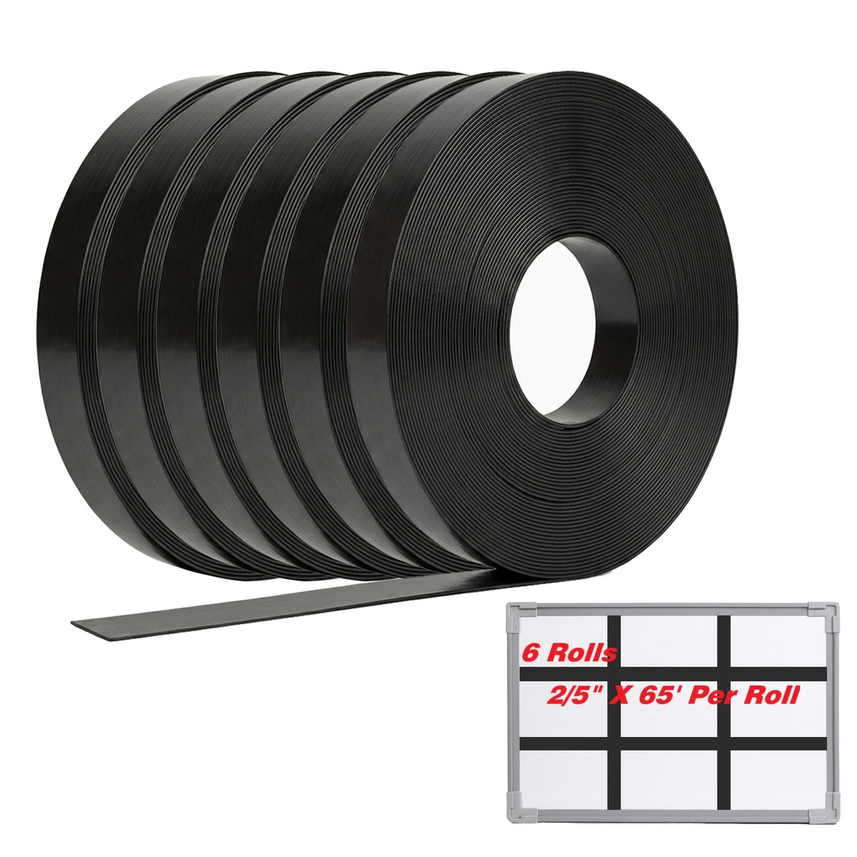 Magnetic Whiteboard Tape for Office,Fine Line Gridding Tape - 1/5 in x 40 yd x 24 mil,High Energy Thin Strip Magnets,Black 120 Feet