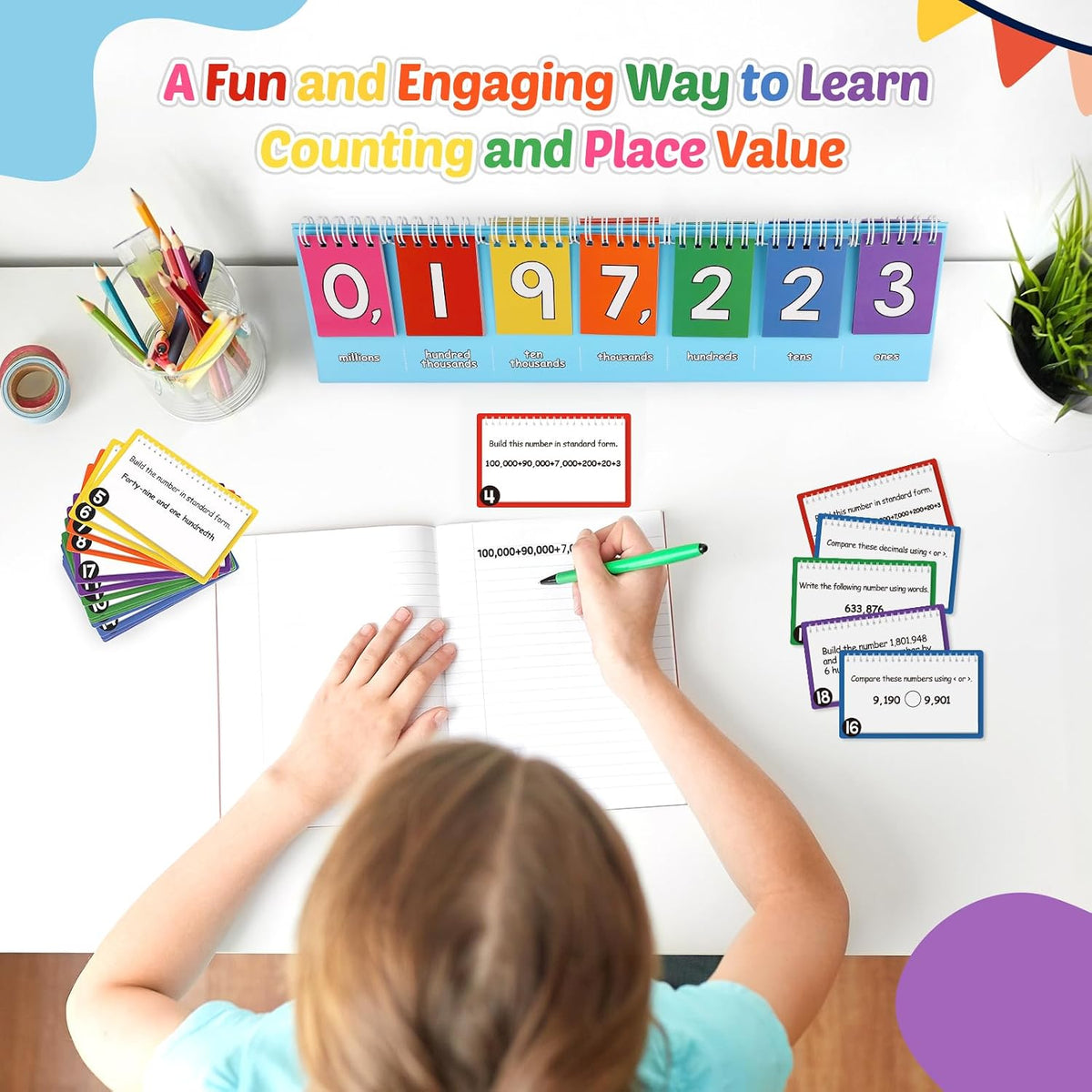 Aizweb Student Place Value Flip Chart,Math Manipulatives,Double-Sided with Whole Number & Decimals,1st 2nd 3rd Grade Classroom Must Haves,Homeschool Teacher Back to School Supplies Teaching Essentials