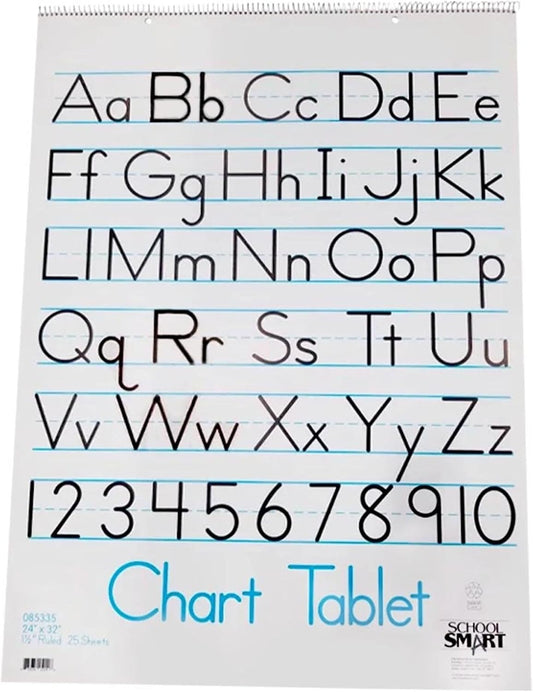 School Smart Chart Paper Pad, 32 x 24 Inches, 1-1/2 Inch Rule, 25 Sheets