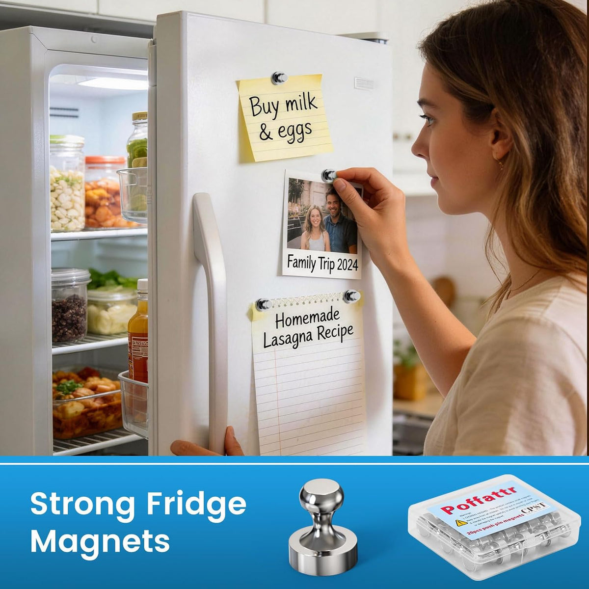 20PCS Fridge Magnets, Refrigerator Magnets for Whiteboard, Silver