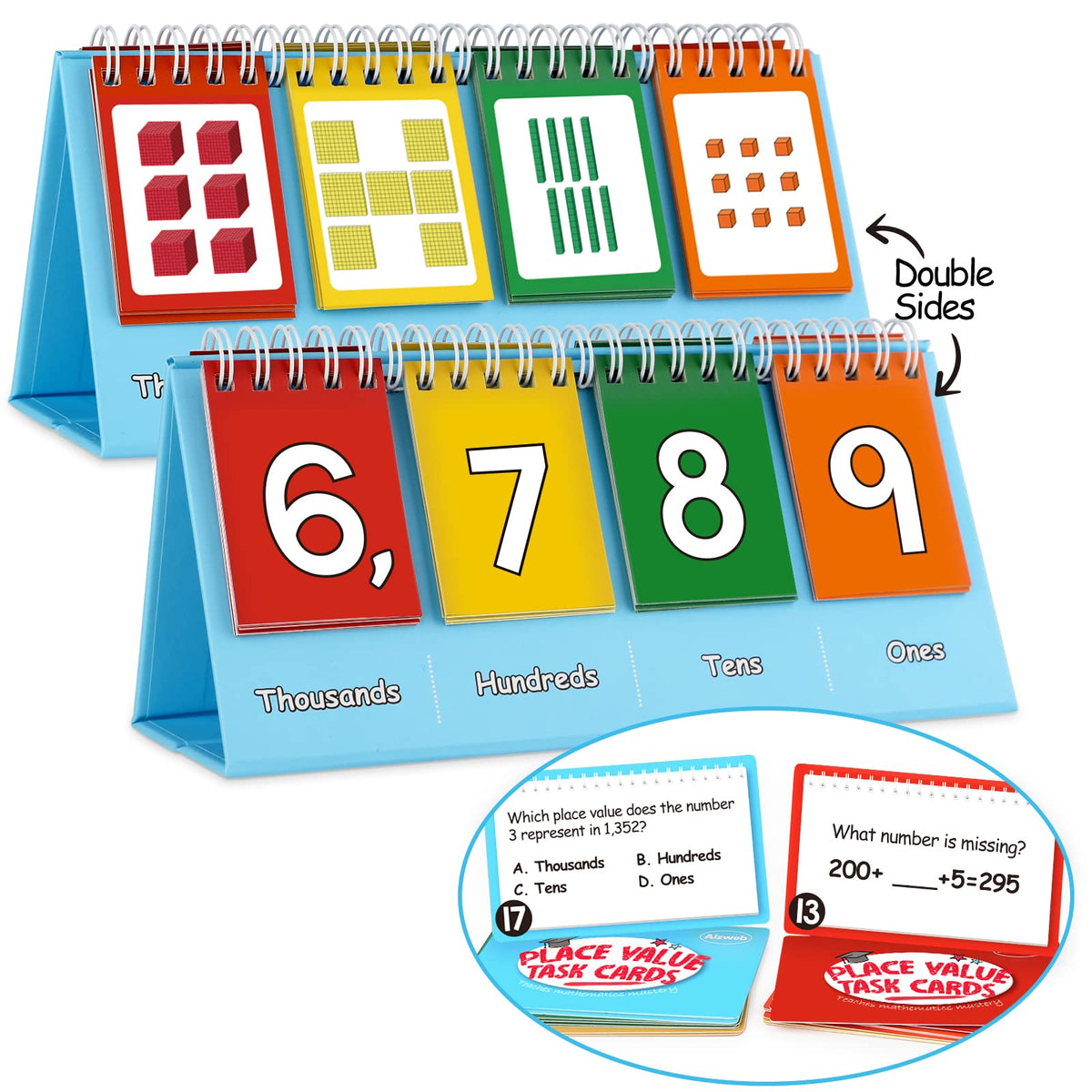 Aizweb Student Place Value Flip Chart,Math Manipulatives,Double-Sided with Whole Number & Decimals,1st 2nd 3rd Grade Classroom Must Haves,Homeschool Teacher Back to School Supplies Teaching Essentials