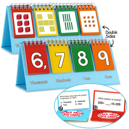 Aizweb Student Place Value Flip Chart,Math Manipulatives,Double-Sided with Whole Number & Decimals,1st 2nd 3rd Grade Classroom Must Haves,Homeschool Teacher Back to School Supplies Teaching Essentials