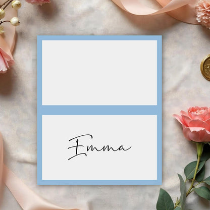Dusty Blue Border Place Cards for Table Setting, Blank Name Card for Banquet, Set of 25 Seating Cards for Wedding Reception Baby Shower Birthday Party and Events-04