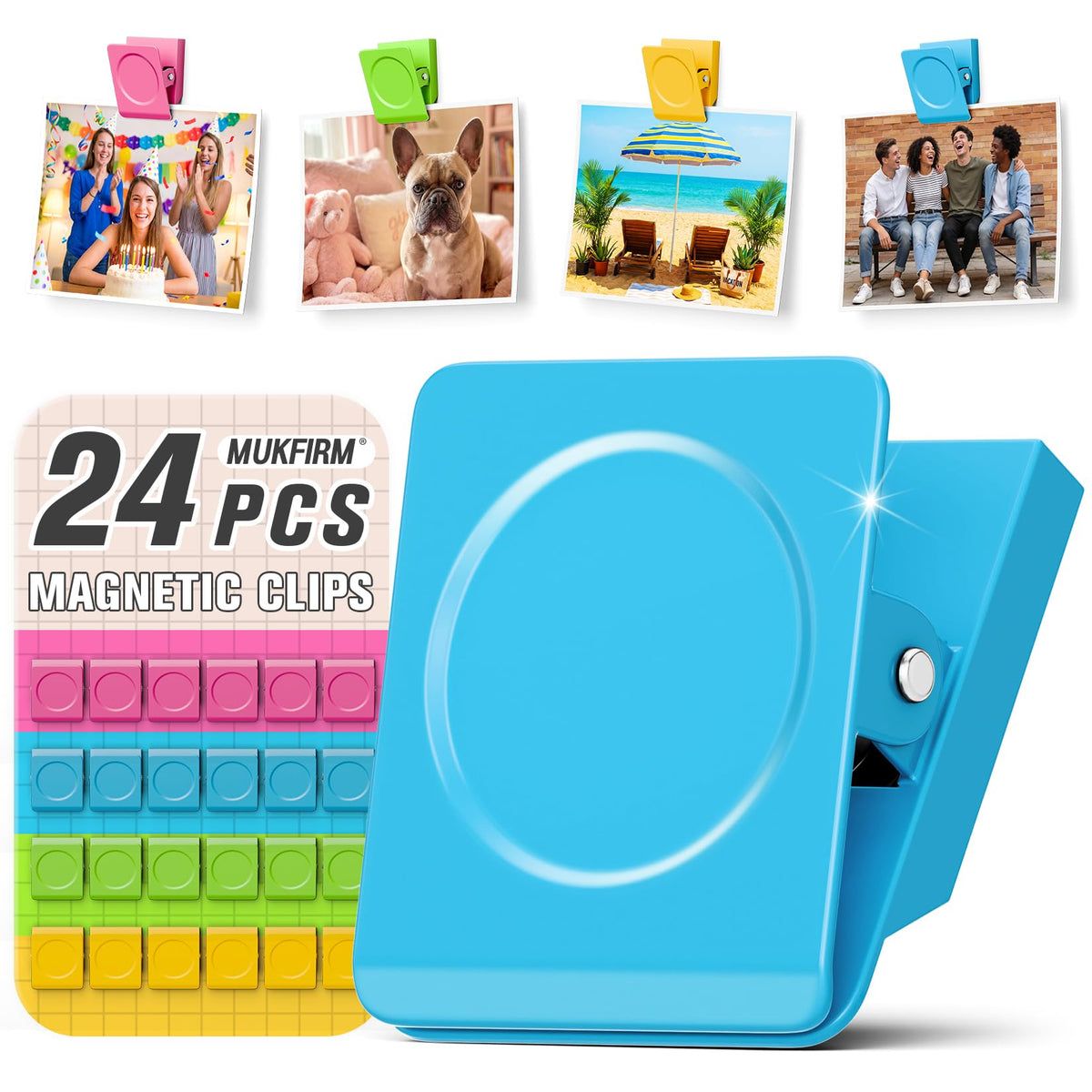 12 Pack Large Magnetic Clips Heavy Duty, Strong Magnet Clips for Notes
