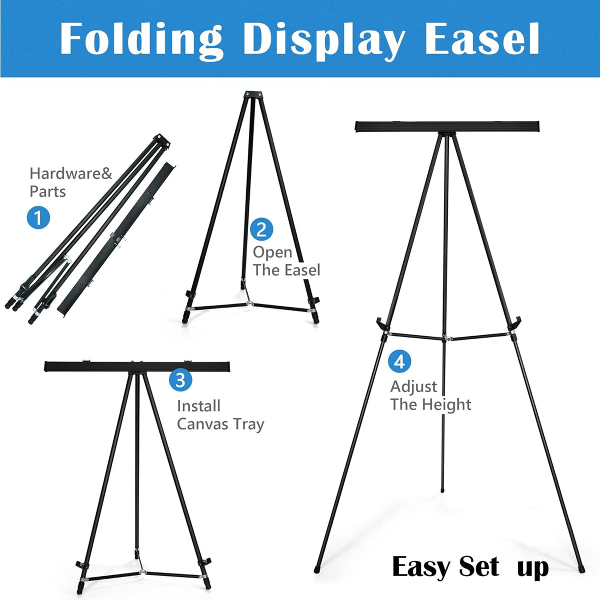 Falling in Art 63 1/2'' Lightweight Aluminum Flip Chart Display Easel Stand