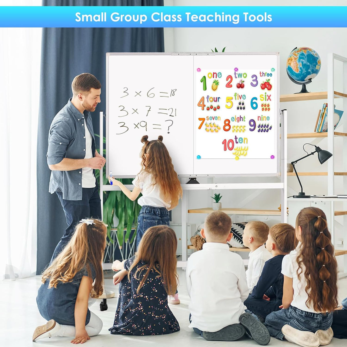 Maxtek Rolling Whiteboard 48 x 36 in Large Magnetic White Board on Wheels