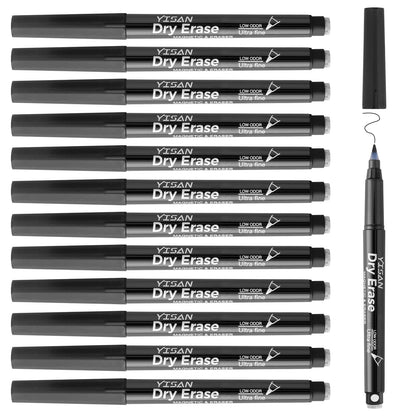 YISAN Magnetic Dry Erase Markers Ultra Fine Tip,Black,0.7mm