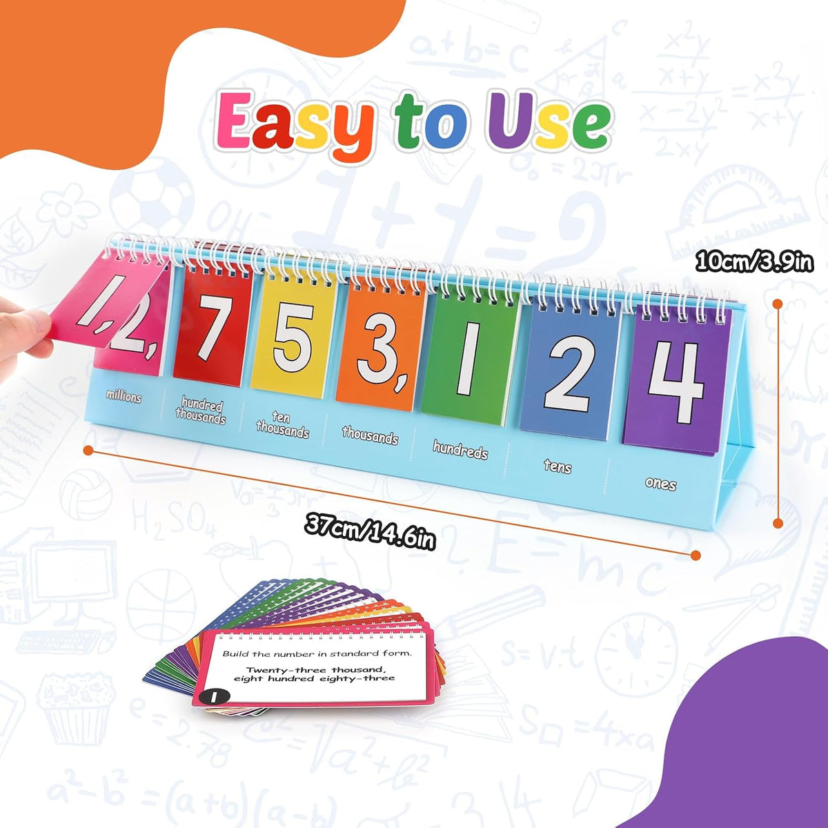 Aizweb Student Place Value Flip Chart,Math Manipulatives,Double-Sided with Whole Number & Decimals,1st 2nd 3rd Grade Classroom Must Haves,Homeschool Teacher Back to School Supplies Teaching Essentials