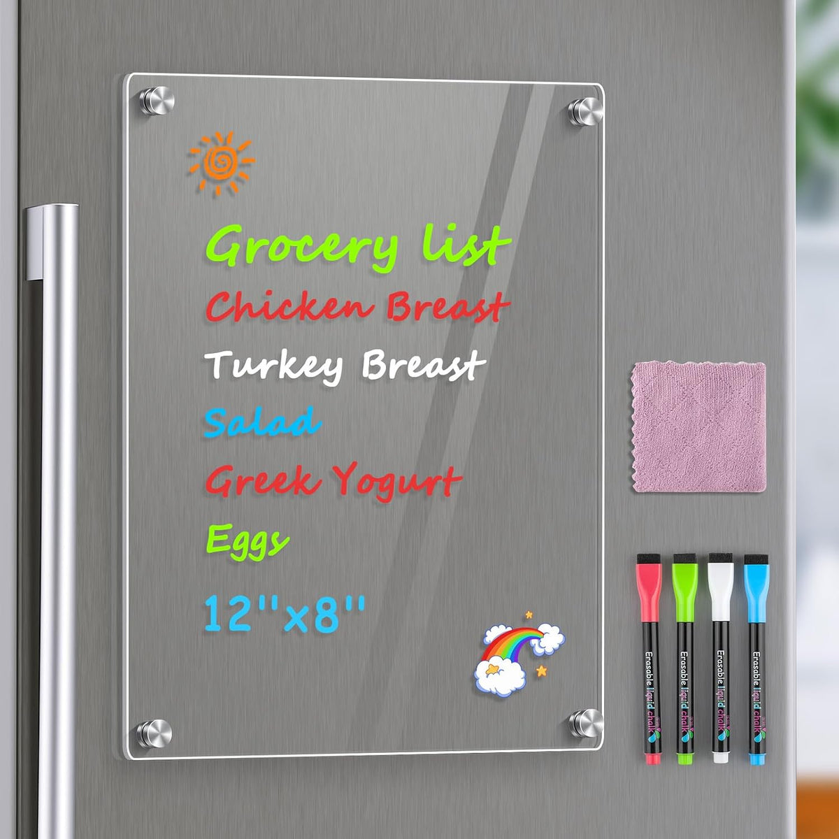 MaxGear Acrylic Magnetic Whiteboard for Fridge, 12 x 8 Inch Dry Erase Board