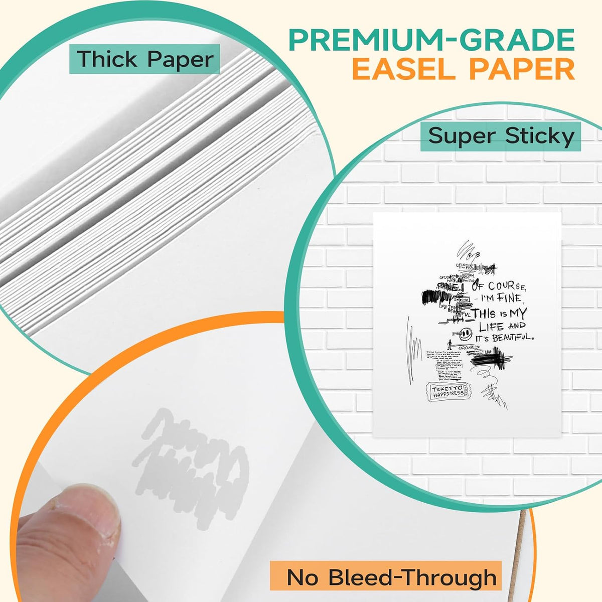 40 Sheets/Pad 25 x 30 Inches Large Self Stick Flip Chart Paper, 2 Pads/Pack