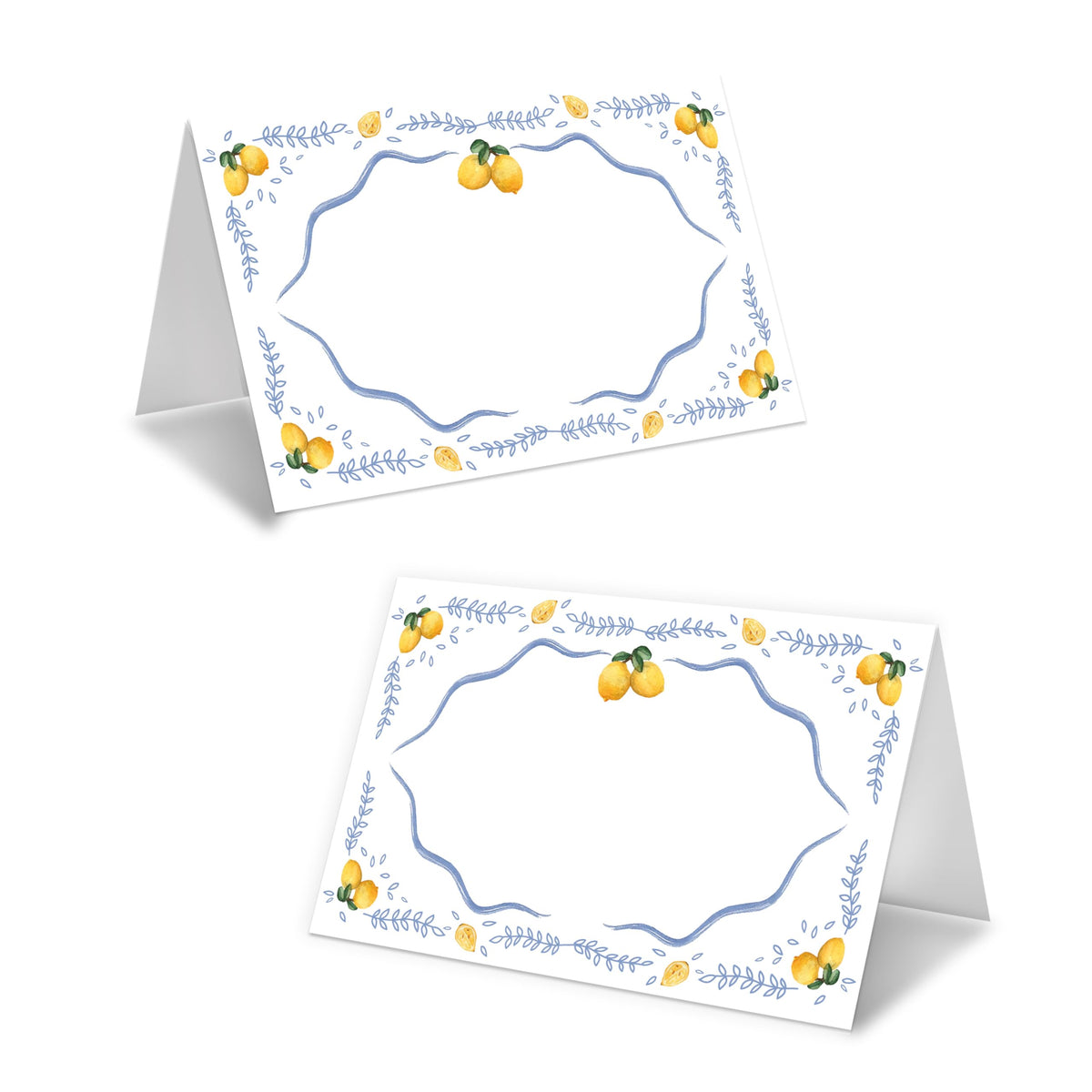 Lemon On Branch Place Cards For Girls, Italy Yellow Lemon Name Card For Table Setting, Spring Summer Party Favors Supplies, Mediterranean Tent Cards Decor For Bridal Shower Wedding Baby Shower -13