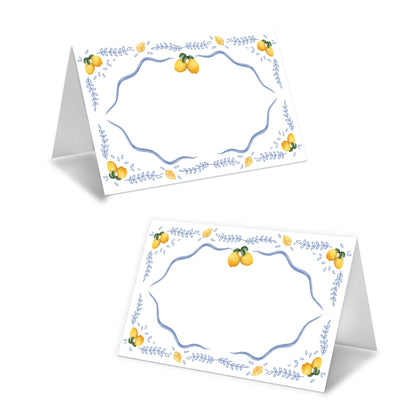 Lemon On Branch Place Cards For Girls, Italy Yellow Lemon Name Card For Table Setting, Spring Summer Party Favors Supplies, Mediterranean Tent Cards Decor For Bridal Shower Wedding Baby Shower -13