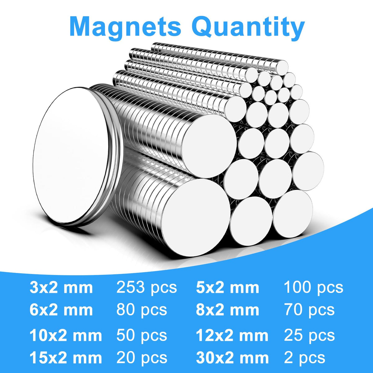 Magnets, 8 Different Sizes Small Round Magnetic 600 Pack