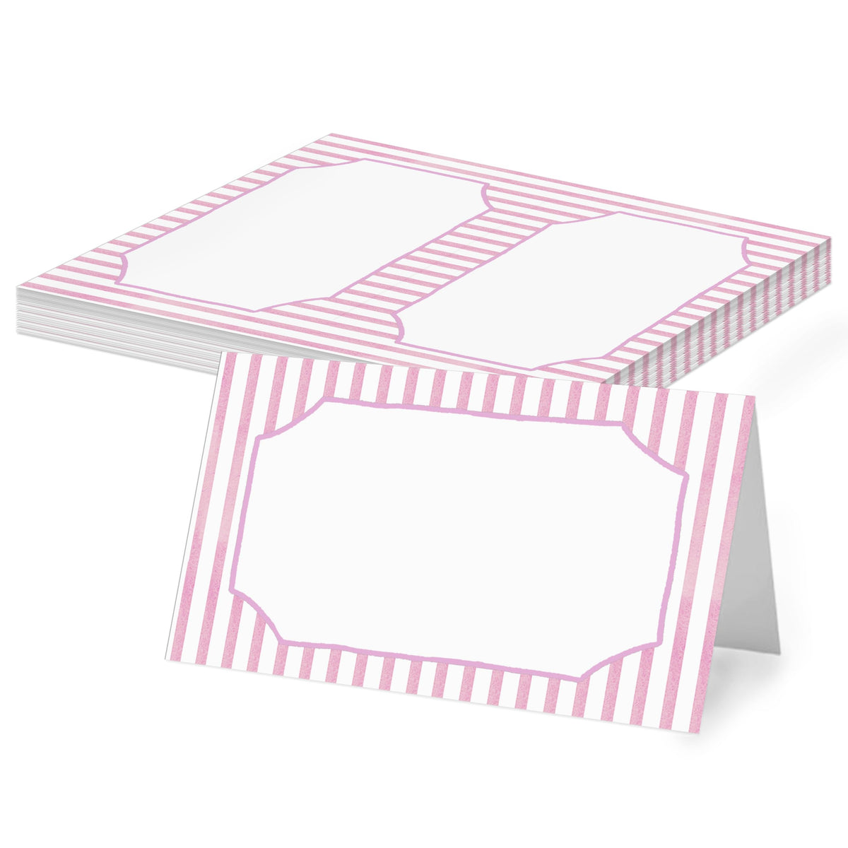 Green Striped Place Cards, Watercolor Tent Cards for Table Settings