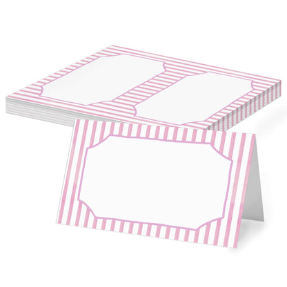 Green Striped Place Cards, Watercolor Tent Cards for Table Settings