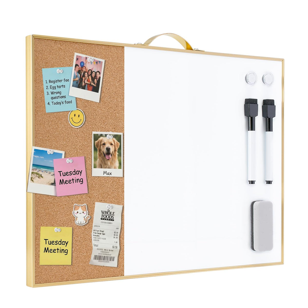TSJ OFFICE Small White Board - 16" X 12" Portable Black Aluminum Framed Whiteboard, Magnetic Dry Erase Board with a Handle, to Do List Notepad for Office, Home, School