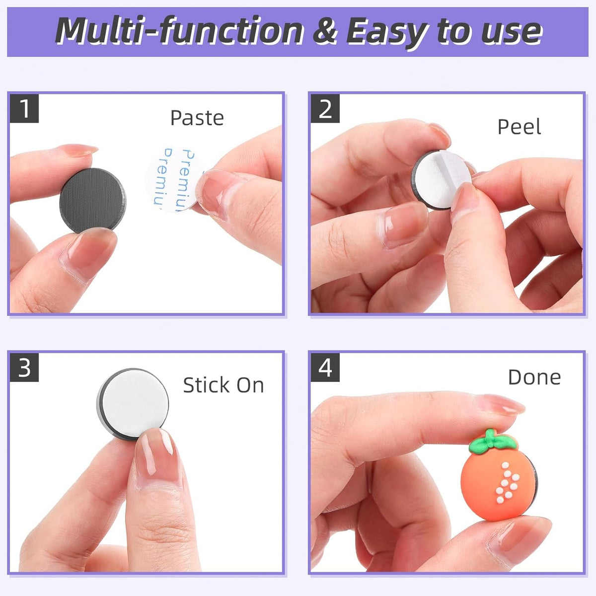 VNDUEEY 100Pcs Strong Magnets with Adhesive Backing, 0.7 * 0.12 inch Small Round Magnets for Crafts, Circle Magnet Ceramic Magnet for Fridge, DIY, Science Projects, Whiteboard (Black)