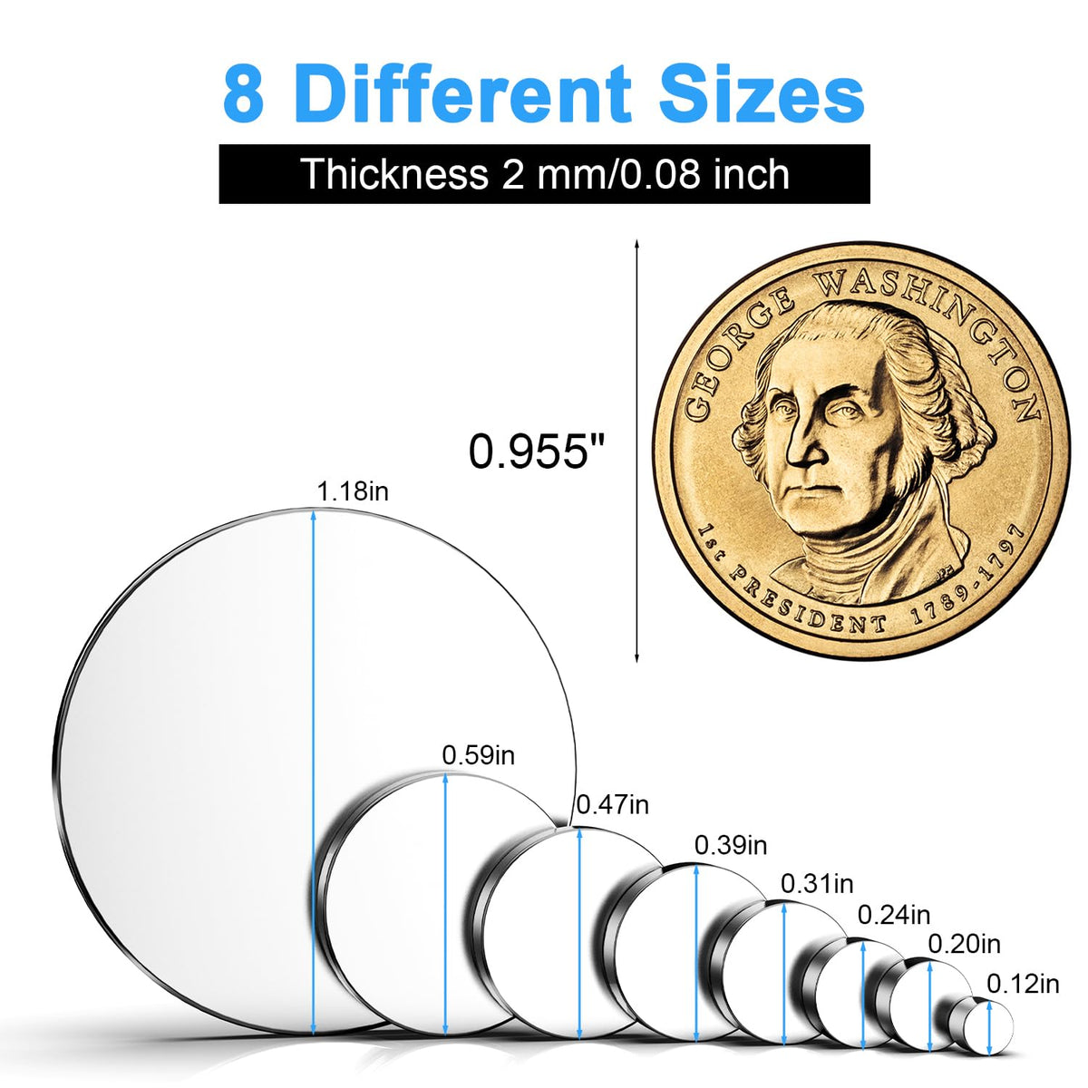 Magnets, 8 Different Sizes Small Round Magnetic 600 Pack