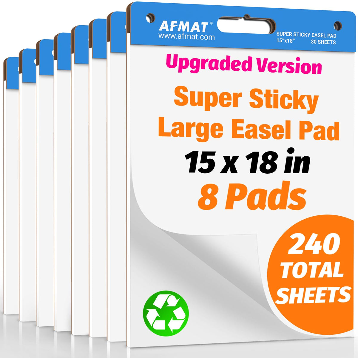 AFMAT Sticky Easel Pads, 25 in x 30 in Flip Chart Paper for Teachers, Super Sticky & Bleed-Resistant, Self-Stick Anchor Chart Paper for Office/Classroom/Whiteboard/Wall/Windows, 30 Sheets/Pad, 5 Pads EP35
