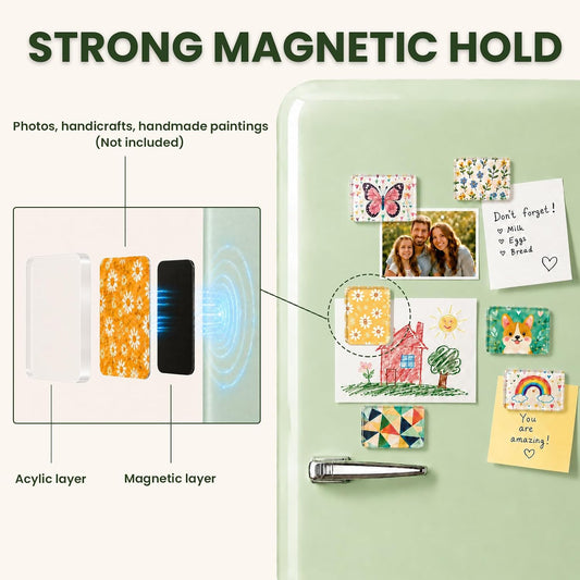 20PCS DIY Rectangle Fridge Magnet Kit,Clear Acrylic Magnets Kit