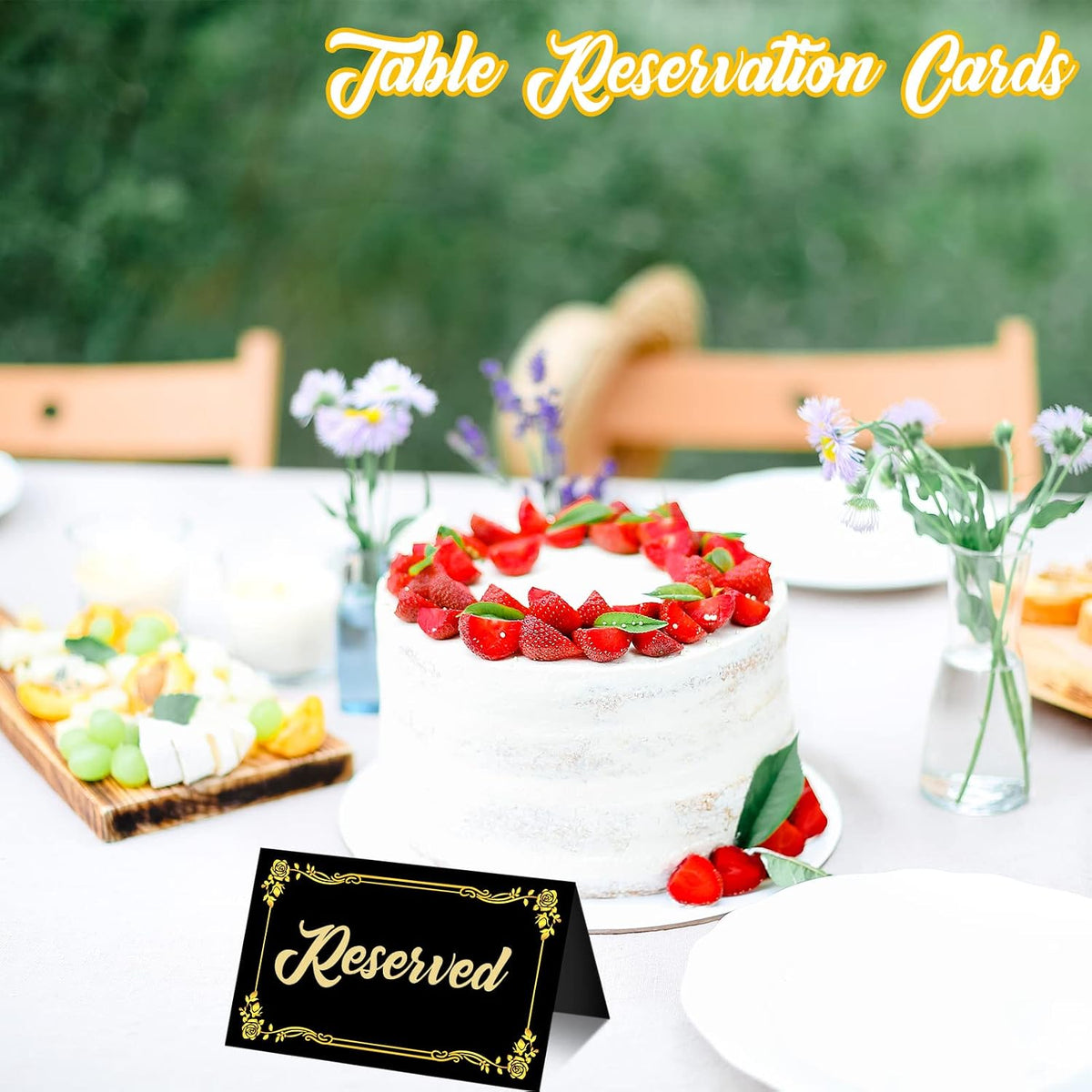 100 Pcs Black Place Cards and Gold Pen for Weddings
