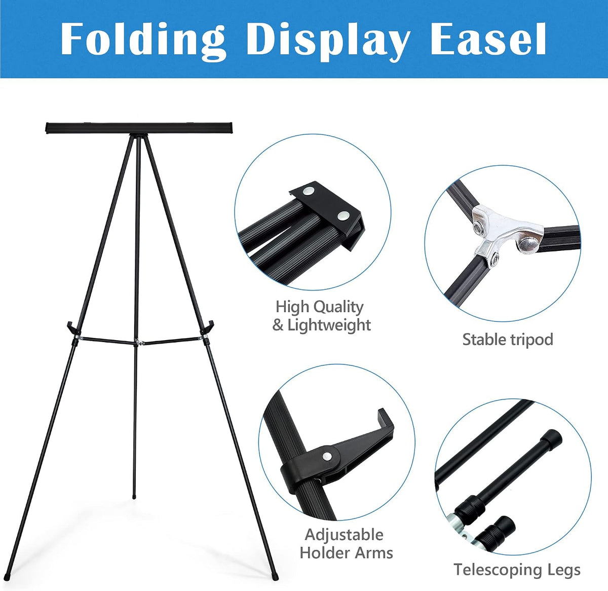 Falling in Art 63 1/2'' Lightweight Aluminum Flip Chart Display Easel Stand