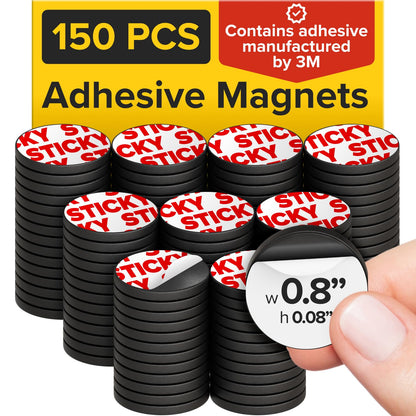 Sticky Flexible Adhesive Magnets for Crafts, 0.8"x0.08" (20x2mm), 45 pcs