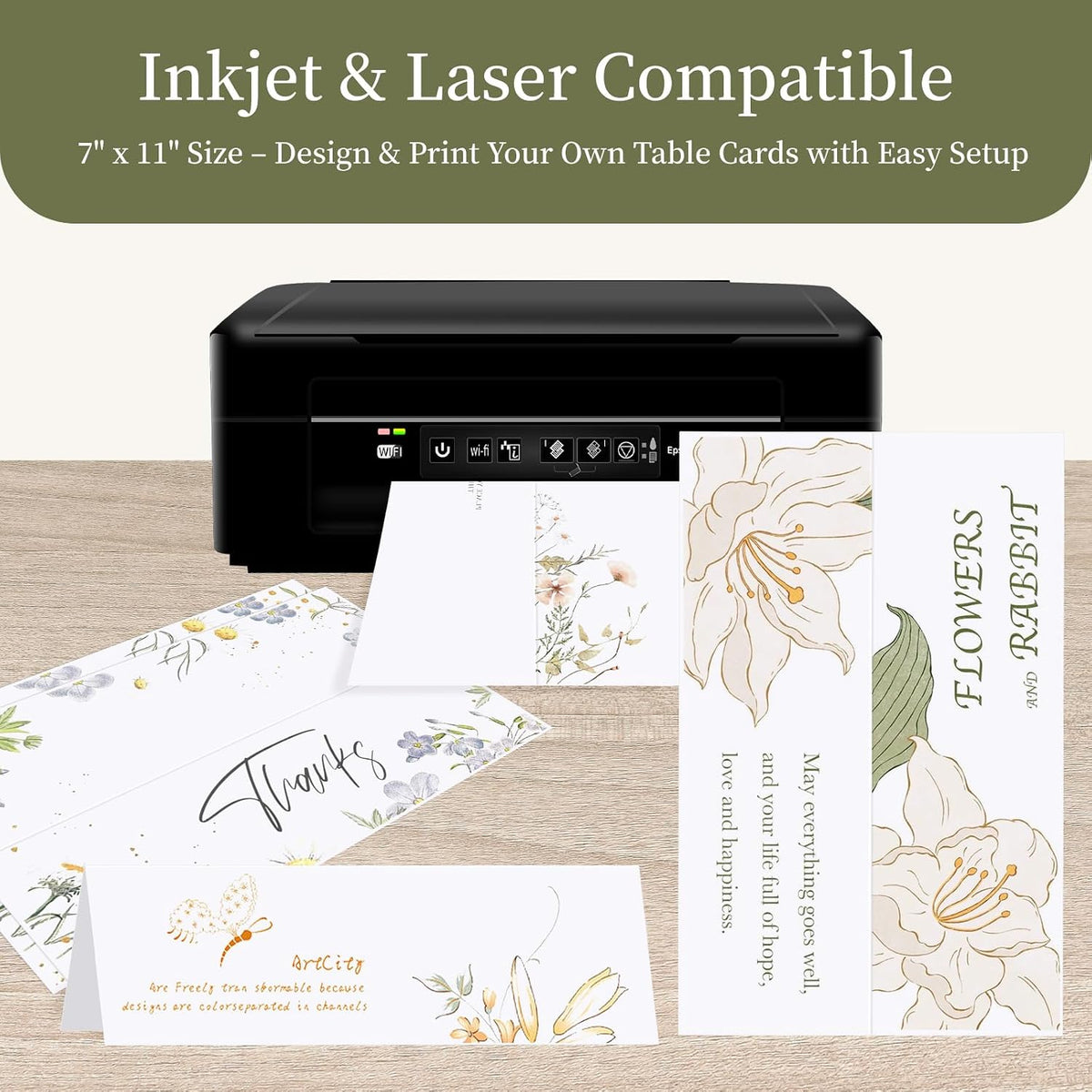 Blank Tent Cards Printable 3.5" x 11" 100 Sheets