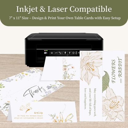 Blank Tent Cards Printable 3.5" x 11" 100 Sheets