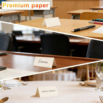 150 Pack 2 x 3.5" Folded Place Blank Note Tent Cards 92lb/250gsm (Cream)