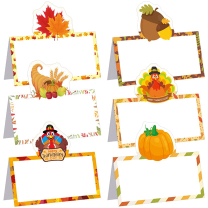48 Pcs Halloween Place Cards Skeleton Gothic Spider Ghost Placecard Holders Greeting Cards Pumpkin Seating Name Tents for Wedding Dinner Halloween Party Table Birthday Supplies