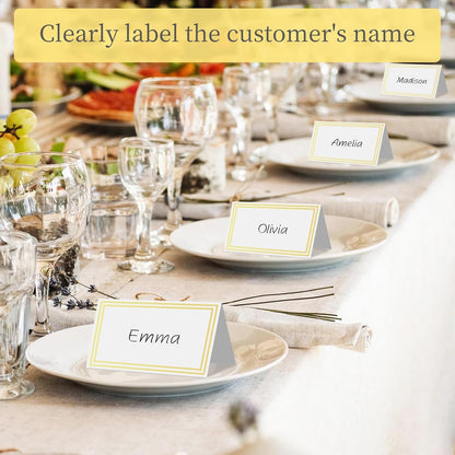 50 Pcs Premium Place Cards,2"×3.5"Table Place Cards with Gold Foil Border