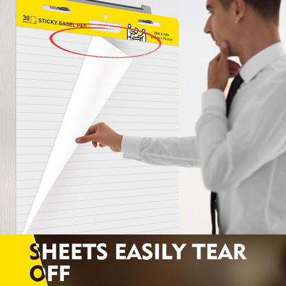 2 Pack Sticky Easel Pads,Poster Paper 25 x 30 Inches Large Self Stick Easel Paper,Flip Chart Paper for Teachers,Teacher Anchor Chart,30 Sheets/Pad