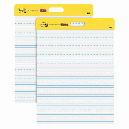 Post-it Easel Pad, 20 x 23 in, White Lined, 2 Pads, With Command Strips