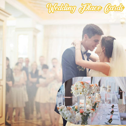 100 Pcs Black Place Cards and Gold Pen for Weddings