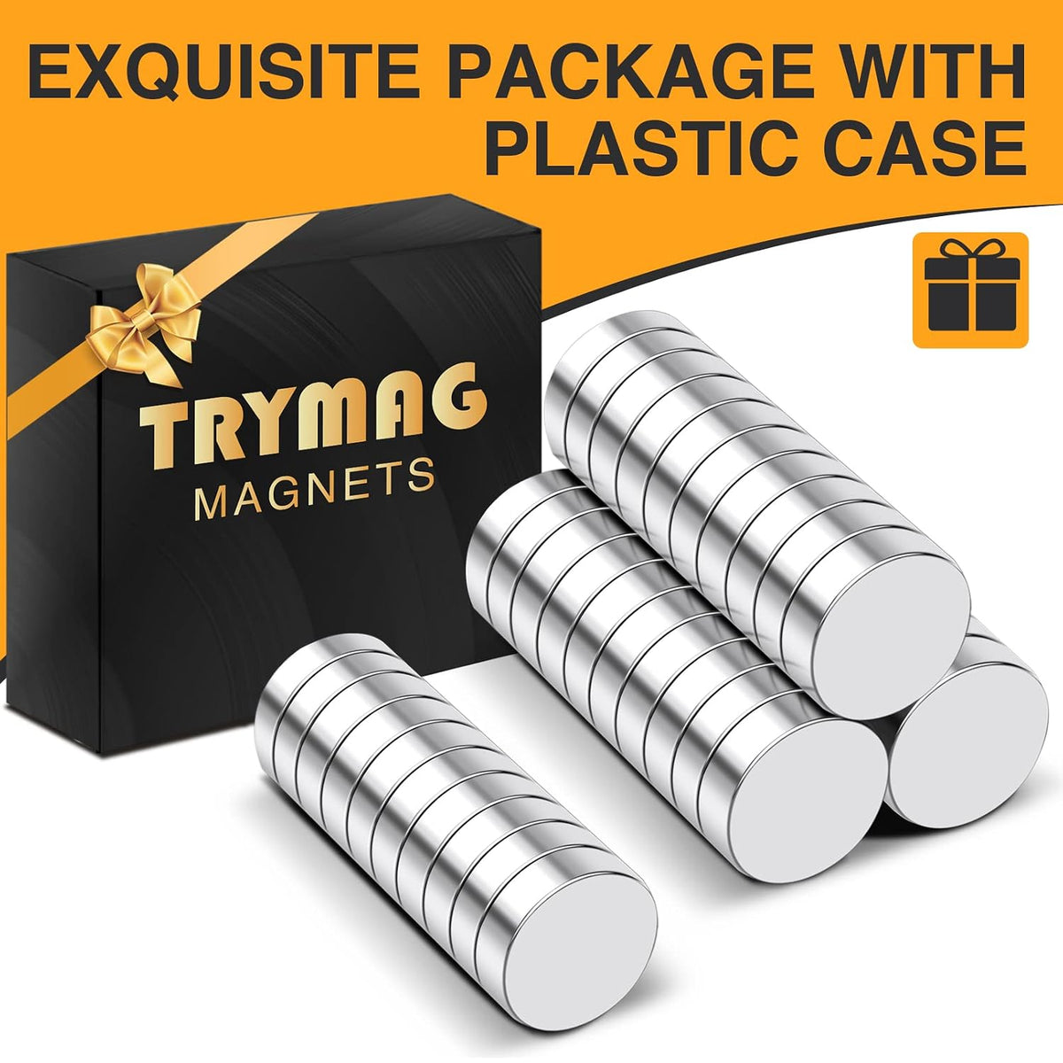TRYMAG 40Pcs Small Rare Earth Refrigerator Magnets, 8x3mm