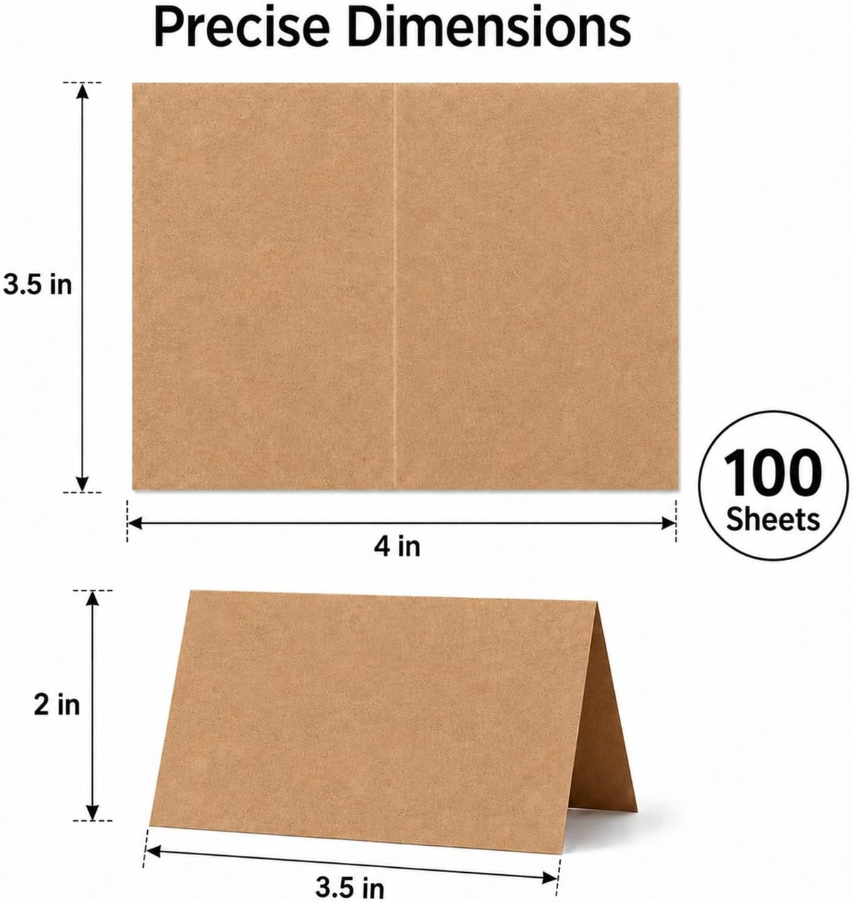 100Pcs Place Cards for Wedding Table Seating Chart, Blank Folded Write-On Kraft Paper Name Tent Cards & Food Labels for Party Buffet, Reception Supplies for Dinner Parties, Banquets, Events