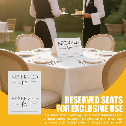30 Pack Reserved Table Signs, 4 x 6 Inch Folded Tent Cards with Name Line