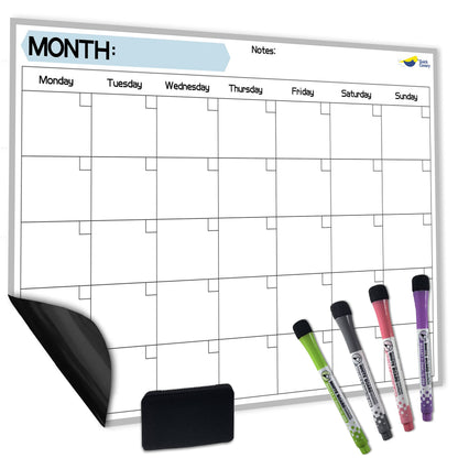 Large Magnetic Calendar for Refrigerator, Dry Erase Whiteboard Magnet