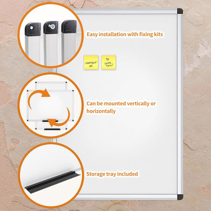 VIZ-PRO Dry Erase Board/Magnetic White Board, 48 X 32 Inches, Silver Aluminium Frame