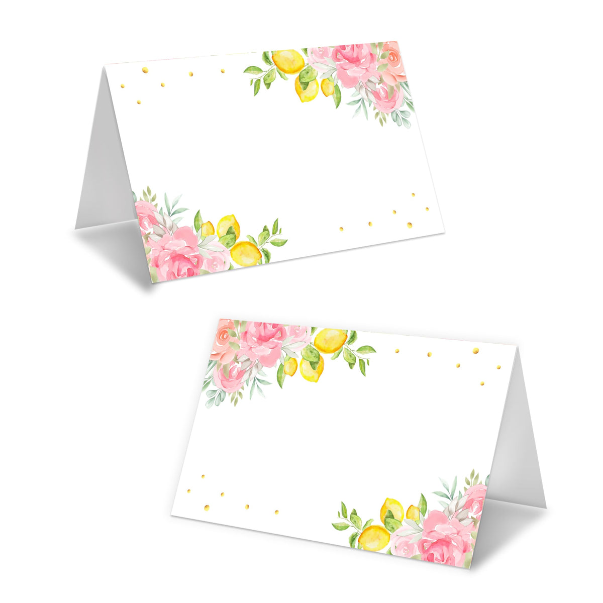 Lemon On Branch Place Cards For Girls, Italy Yellow Lemon Name Card For Table Setting, Spring Summer Party Favors Supplies, Mediterranean Tent Cards Decor For Bridal Shower Wedding Baby Shower -13