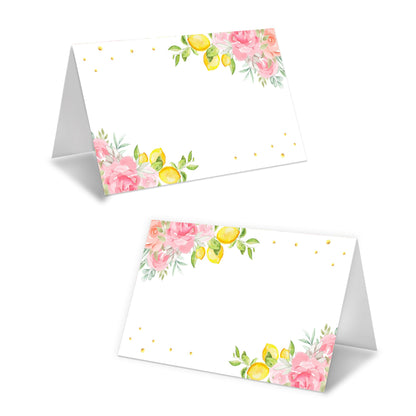 Lemon On Branch Place Cards For Girls, Italy Yellow Lemon Name Card For Table Setting, Spring Summer Party Favors Supplies, Mediterranean Tent Cards Decor For Bridal Shower Wedding Baby Shower -13