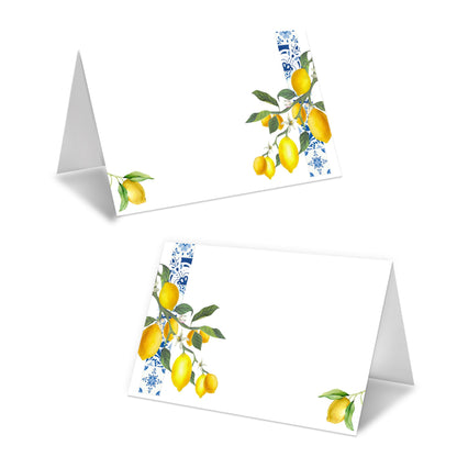 Lemon On Branch Place Cards For Girls, Italy Yellow Lemon Name Card For Table Setting, Spring Summer Party Favors Supplies, Mediterranean Tent Cards Decor For Bridal Shower Wedding Baby Shower -13