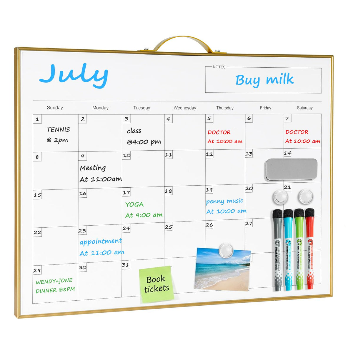 TSJ OFFICE Small White Board - 16" X 12" Portable Black Aluminum Framed Whiteboard, Magnetic Dry Erase Board with a Handle, to Do List Notepad for Office, Home, School