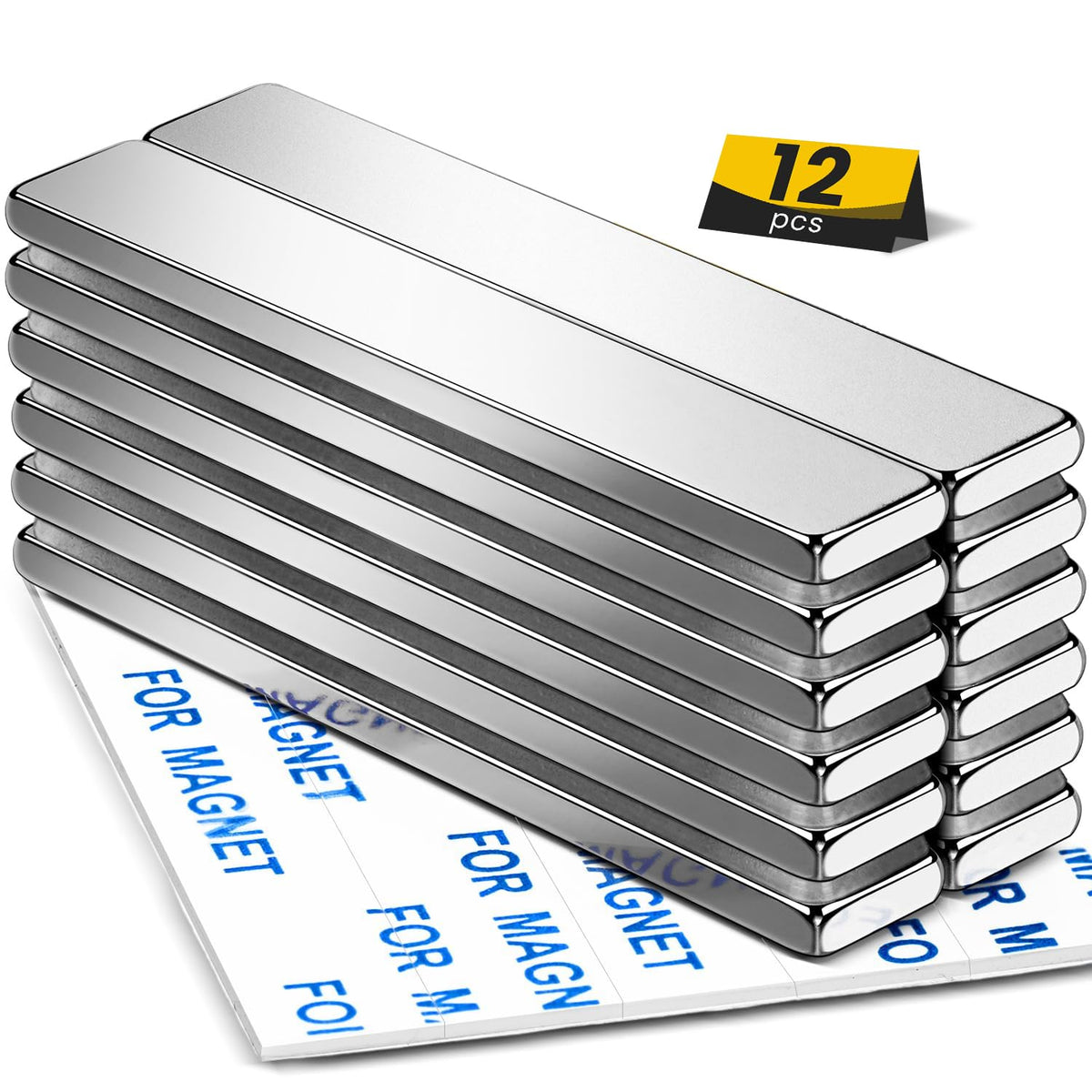 DIYMAG Strong Magnets, 12 Pack Neodymium Magnetic Strips Adhensive Backing