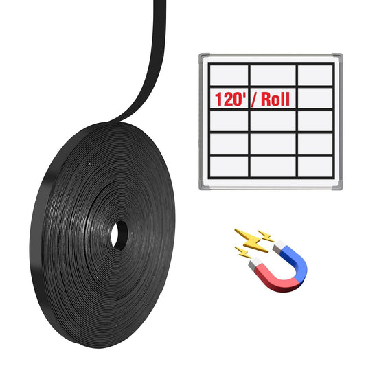 Magnetic Whiteboard Tape for Office,Fine Line Gridding Tape - 1/5 in x 40 yd x 24 mil,High Energy Thin Strip Magnets,Black 120 Feet
