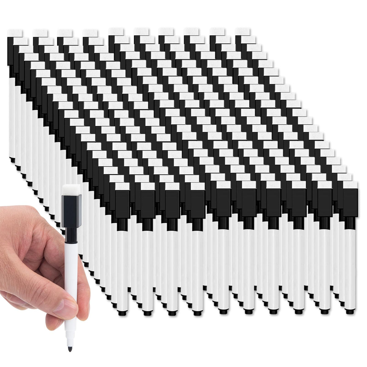 50 Pcs Magnetic Dry Erase Markers, Fine Point Tip, Black