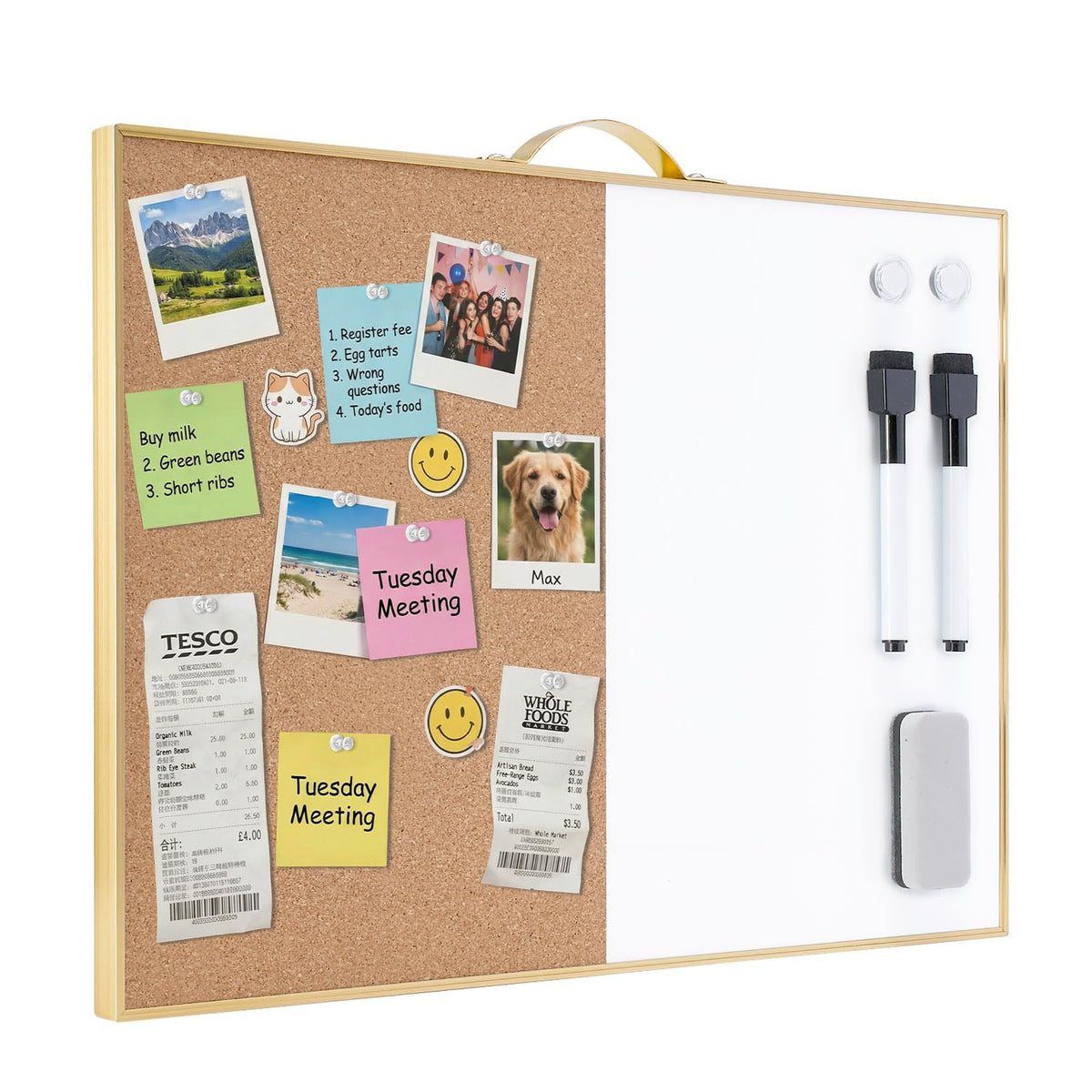 TSJ OFFICE Small White Board - 16" X 12" Portable Black Aluminum Framed Whiteboard, Magnetic Dry Erase Board with a Handle, to Do List Notepad for Office, Home, School